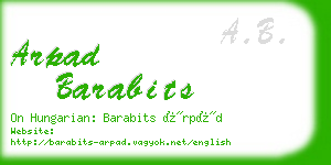 arpad barabits business card